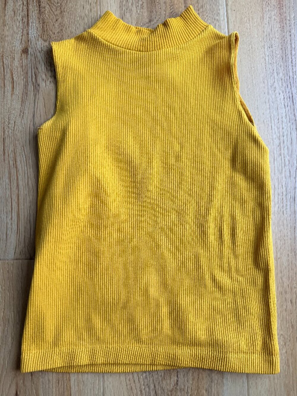 LOVE 83 Mustard Ribbed Mock Neck Sleeveless Top 1X/2X